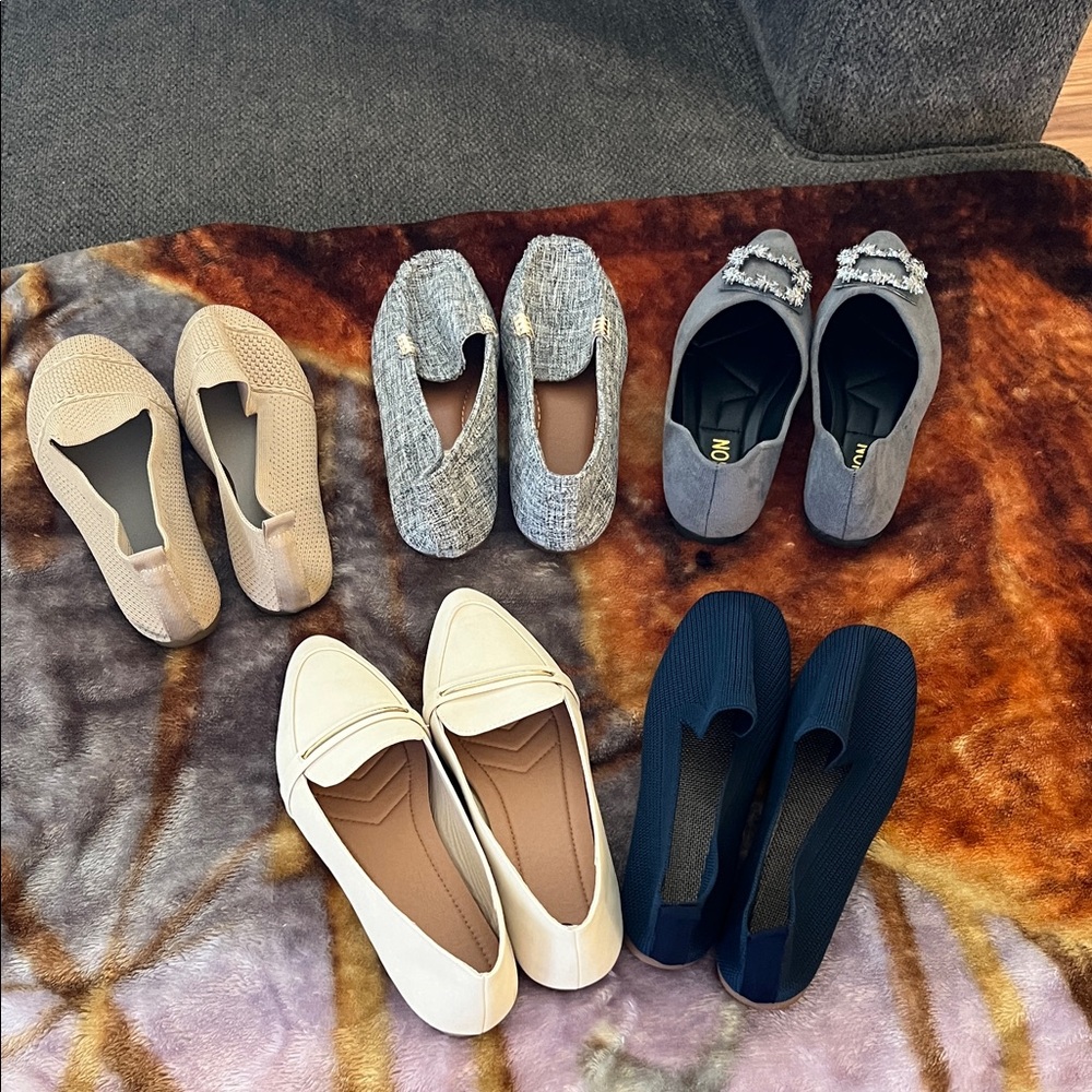 SHEIN Women's Flats in Tan, Gray, Cream, and Navy